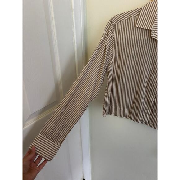 Marine Layer Top Womens XS Tan Brown Collared Long Sleeve - Picture 2 of 5